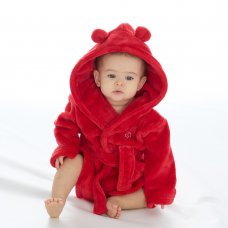 18C669: Baby Red Hooded Dressing Gown (6-24 Months)